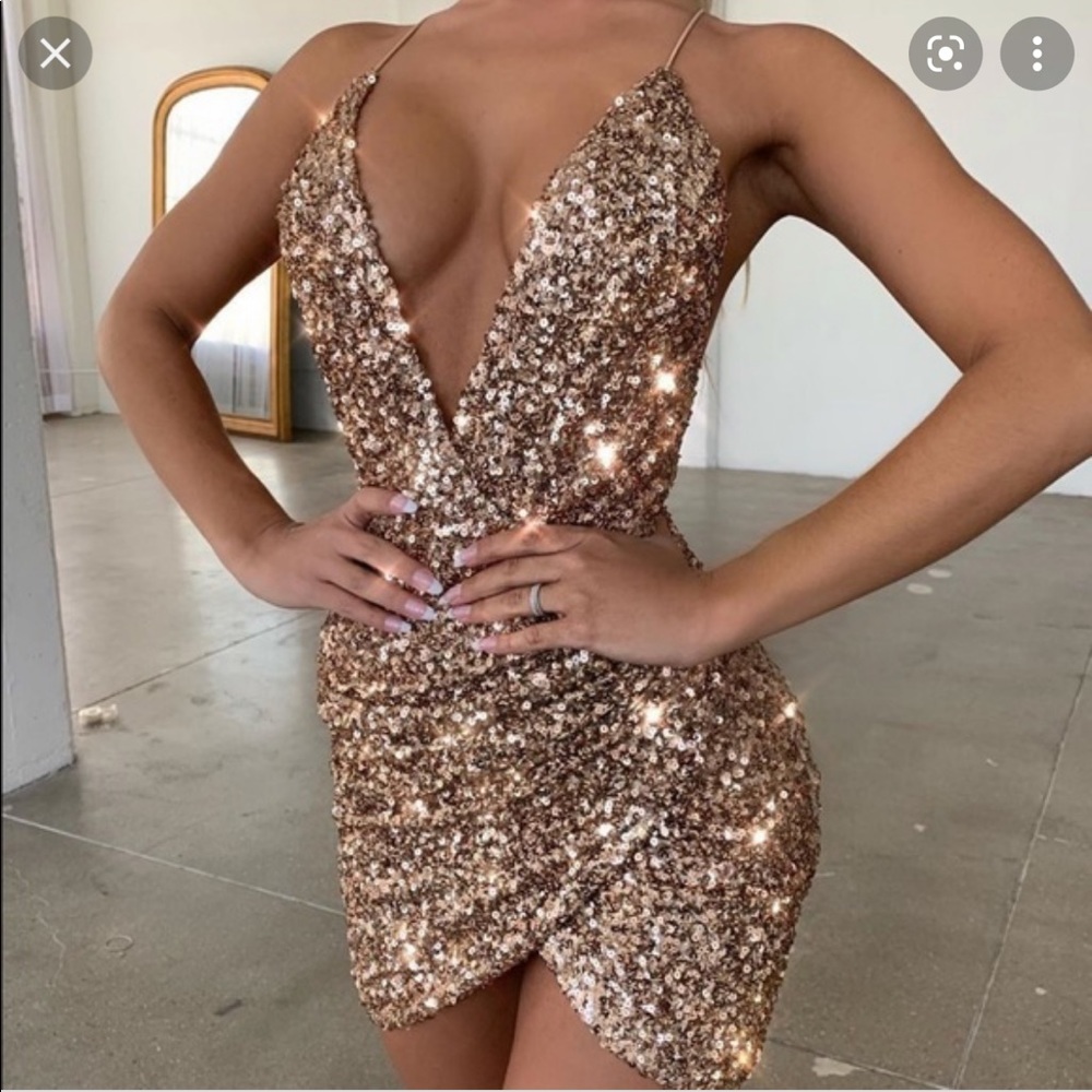 oh polly night fever sequin mini dress SZ S